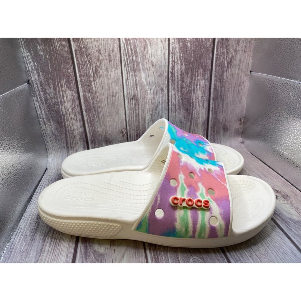 Crocs Colorful Tie Dye Slides / Sandals Men Size 10 Women Size 12